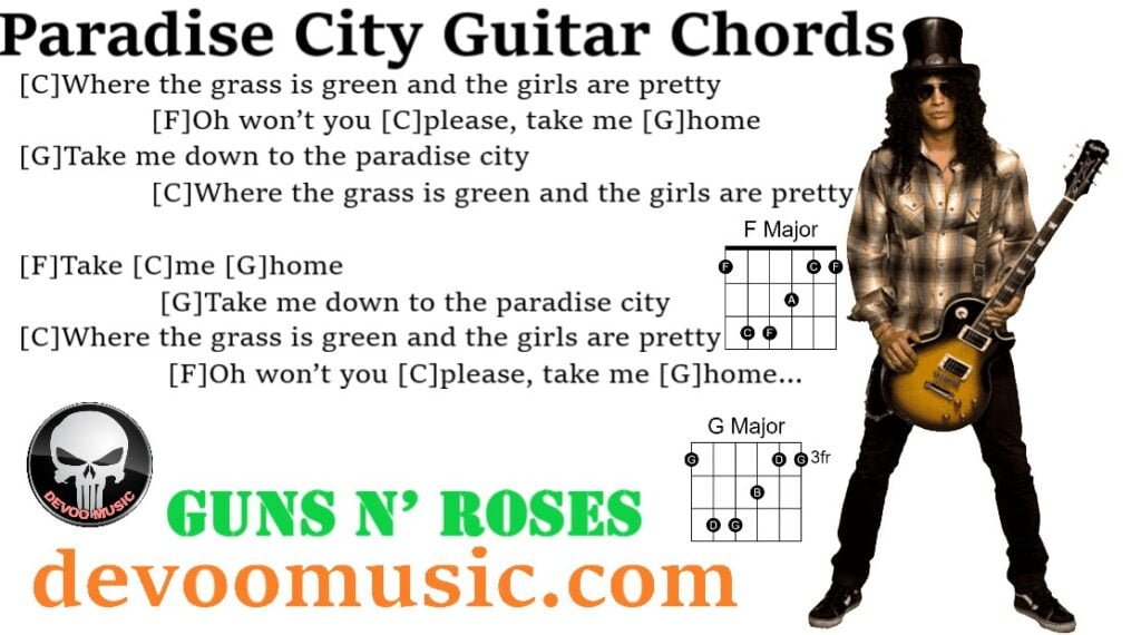 Paradise City Easy Guitar Chords By Guns N' Roses 1988 - GUITAR KNOWLEDGE