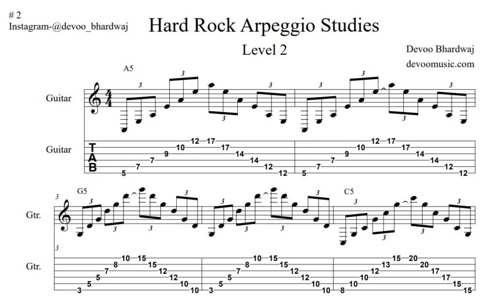 hard rock arpeggios Hard Rock Arpeggios Studies Level 2